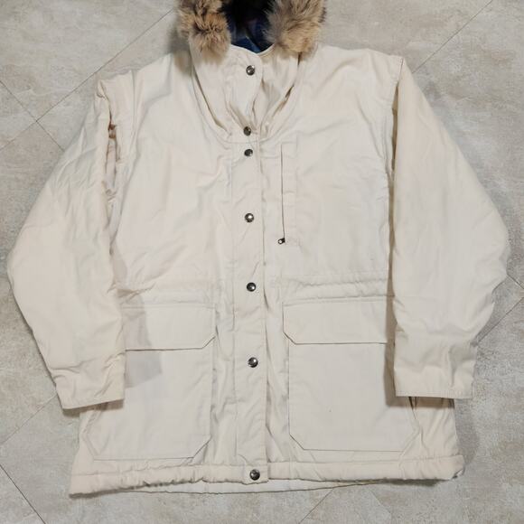 VTG Woolrich Womens M Medium Coyote Fur Hood Blanket Lined Parka Jacket Coat - Picture 4 of 10